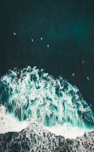 Preview wallpaper ocean, waves, surf, water, view from above, tropics