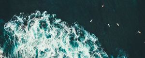 Preview wallpaper ocean, waves, surf, water, view from above, tropics