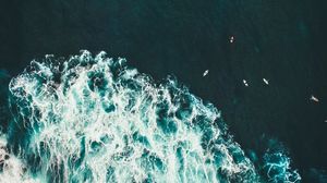 Preview wallpaper ocean, waves, surf, water, view from above, tropics