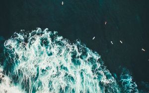 Preview wallpaper ocean, waves, surf, water, view from above, tropics
