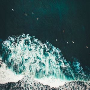 Preview wallpaper ocean, waves, surf, water, view from above, tropics