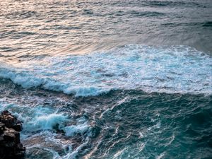Preview wallpaper ocean, waves, water, horizon, stone
