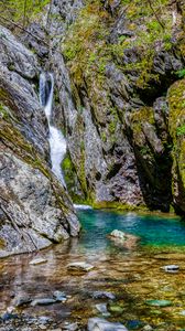 Preview wallpaper ocks, stones, waterfall, moss, nature