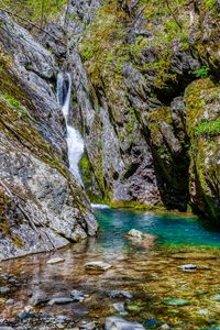 Preview wallpaper ocks, stones, waterfall, moss, nature