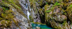 Preview wallpaper ocks, stones, waterfall, moss, nature