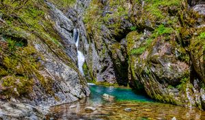 Preview wallpaper ocks, stones, waterfall, moss, nature