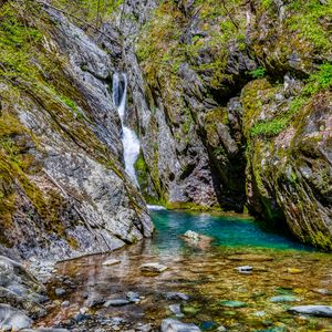 Preview wallpaper ocks, stones, waterfall, moss, nature