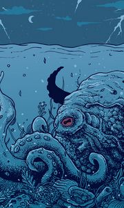 Preview wallpaper octopus, underwater world, art, tentacles