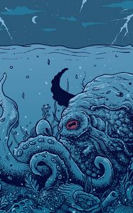 Preview wallpaper octopus, underwater world, art, tentacles