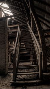 Preview wallpaper old building, stairs, dark, nostalgic, construction