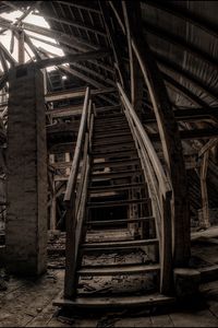 Preview wallpaper old building, stairs, dark, nostalgic, construction