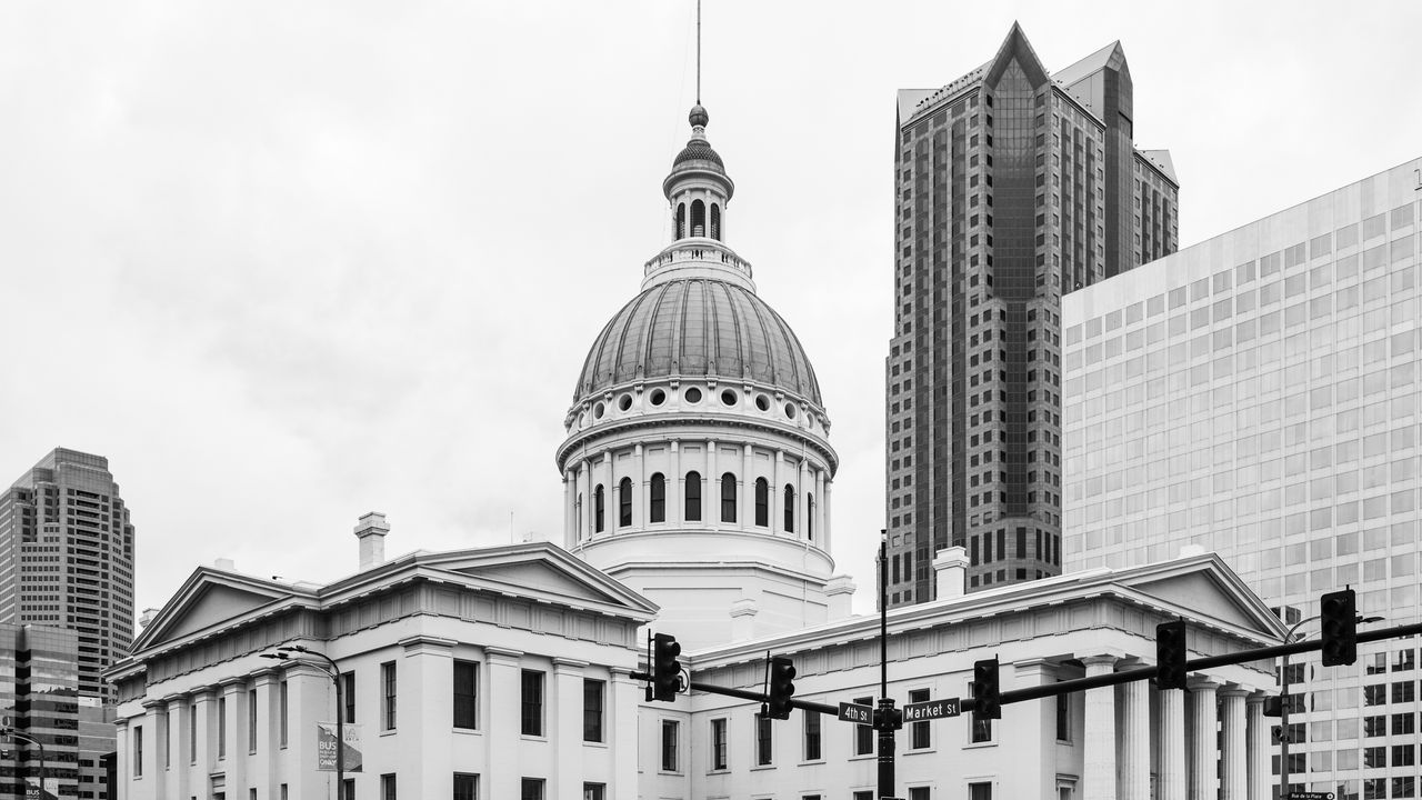 Wallpaper old courthouse, architecture, building, dome, bw