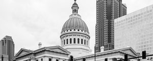 Preview wallpaper old courthouse, architecture, building, dome, bw