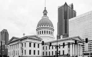 Preview wallpaper old courthouse, architecture, building, dome, bw