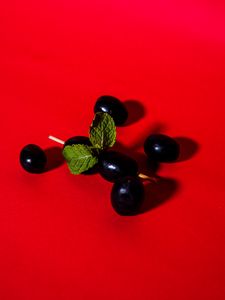 Preview wallpaper olives, berries, toothpick, red