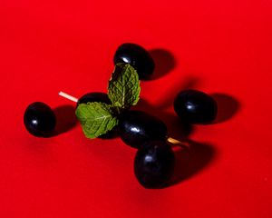 Preview wallpaper olives, berries, toothpick, red