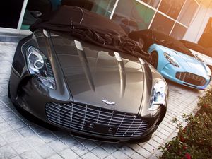 Preview wallpaper one-77, aston martin, supercar, light, top view