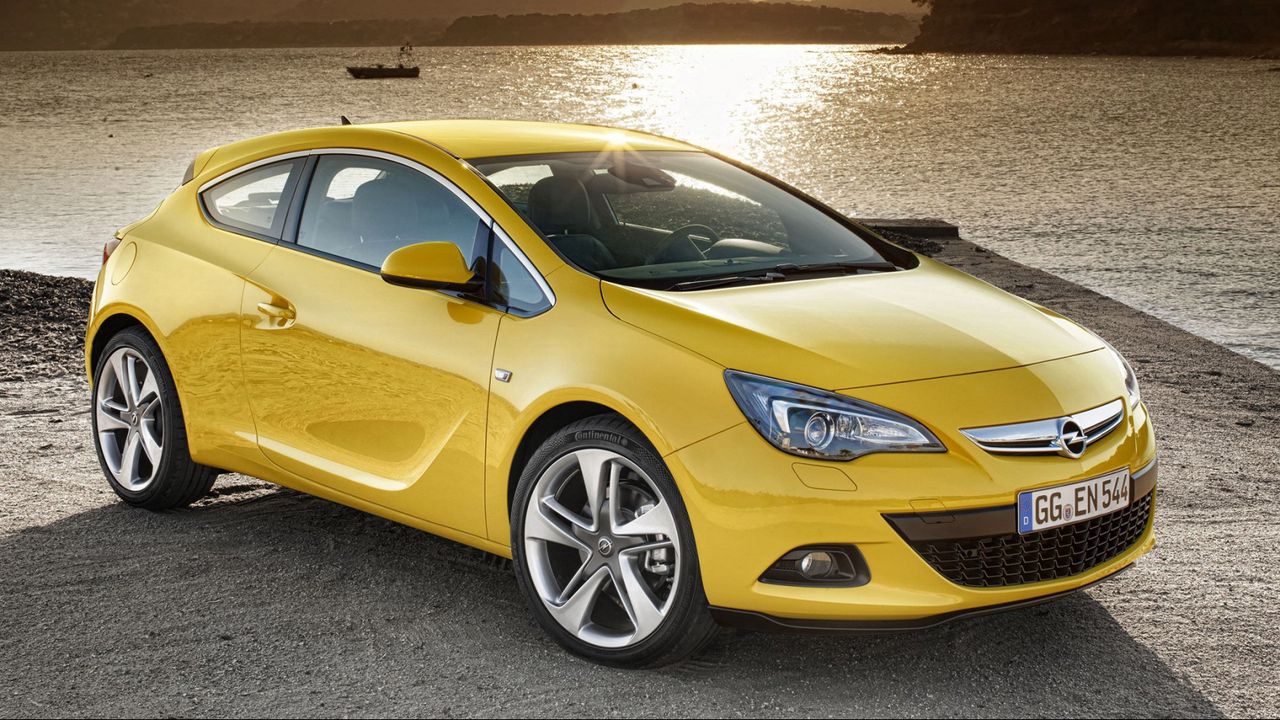 Wallpaper opel, astra, gtc, yellow, side view