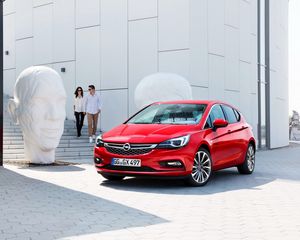 Preview wallpaper opel, astra k, red, city