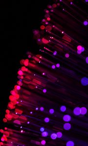 Preview wallpaper optical fiber, glare, thread, glitter, red, purple