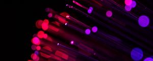 Preview wallpaper optical fiber, glare, thread, glitter, red, purple