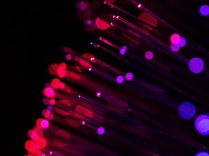 Preview wallpaper optical fiber, glare, thread, glitter, red, purple