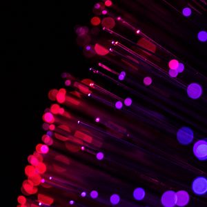 Preview wallpaper optical fiber, glare, thread, glitter, red, purple