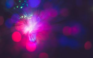 Preview wallpaper optical fiber, light, bright, glare, bokeh, blur