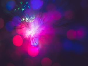 Preview wallpaper optical fiber, light, bright, glare, bokeh, blur