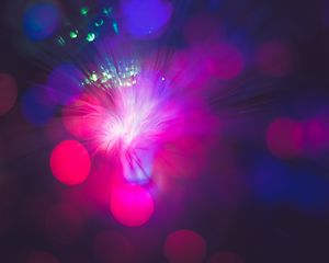 Preview wallpaper optical fiber, light, bright, glare, bokeh, blur