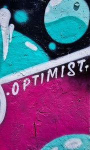 Preview wallpaper optimist, word, paint, graffiti, wall, art