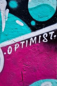 Preview wallpaper optimist, word, paint, graffiti, wall, art