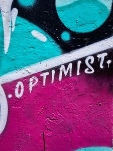 Preview wallpaper optimist, word, paint, graffiti, wall, art