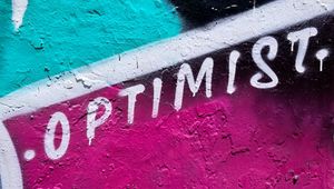 Preview wallpaper optimist, word, paint, graffiti, wall, art