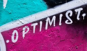 Preview wallpaper optimist, word, paint, graffiti, wall, art