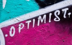 Preview wallpaper optimist, word, paint, graffiti, wall, art