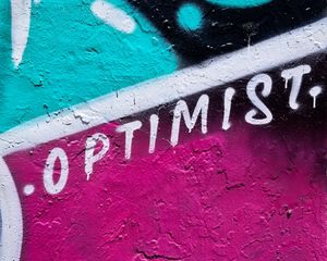 Preview wallpaper optimist, word, paint, graffiti, wall, art