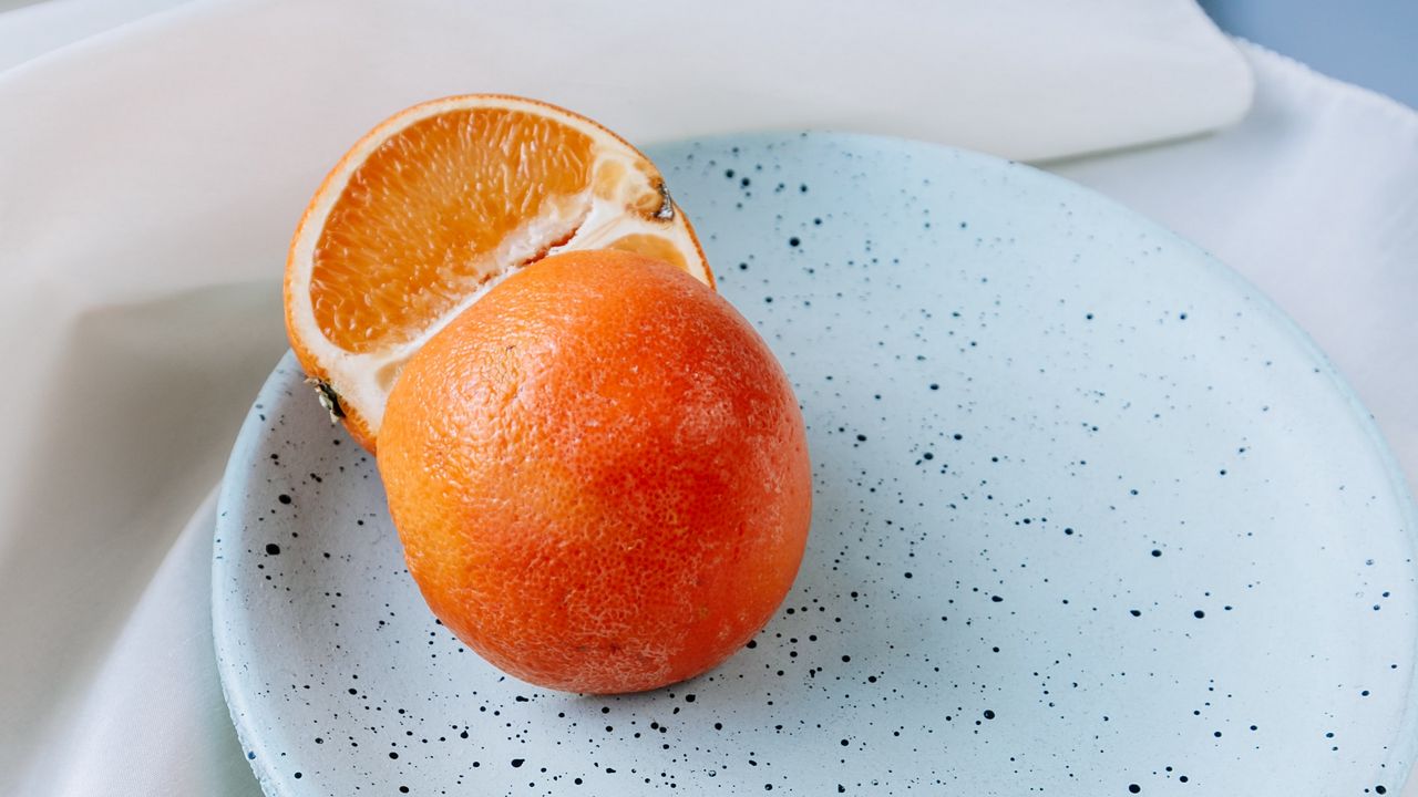 Wallpaper orange, citrus, fruit, plate
