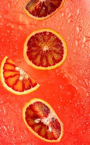 Preview wallpaper orange, citrus, wedges, fresh, red
