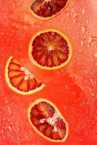 Preview wallpaper orange, citrus, wedges, fresh, red