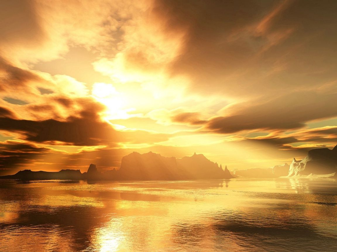 1152x864 Wallpaper orange, color, patches of light, modulations, morning