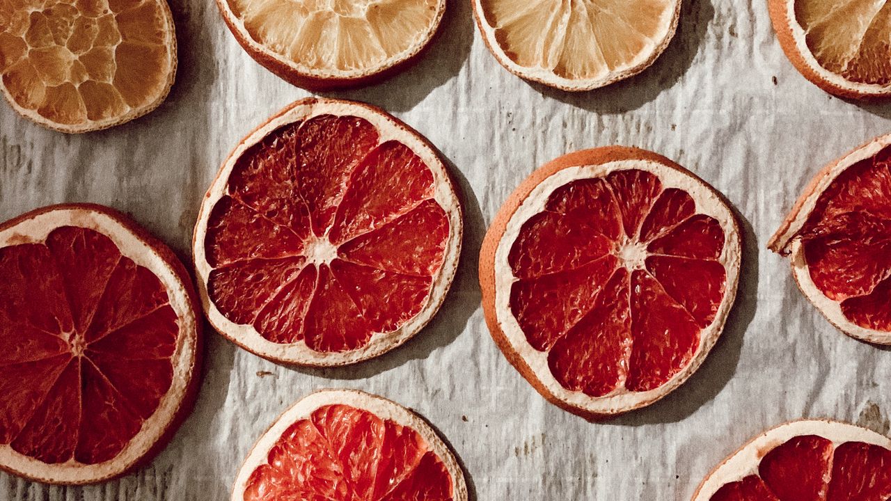 Wallpaper orange, grapefruit, slices, dry, citrus