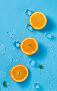 Preview wallpaper orange, ice, mint, citrus, rings, melting