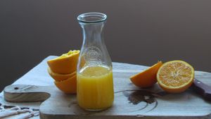 Preview wallpaper orange juice, oranges, pitcher, fresh