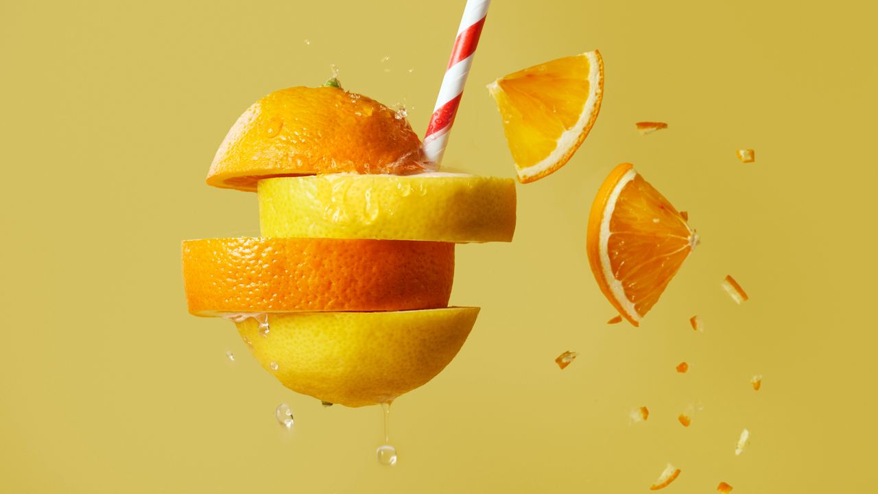 Wallpaper orange, lemon, fruit, slices, cocktail