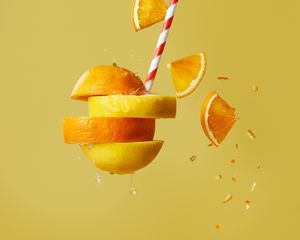 Preview wallpaper orange, lemon, fruit, slices, cocktail