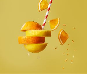 Preview wallpaper orange, lemon, fruit, slices, cocktail
