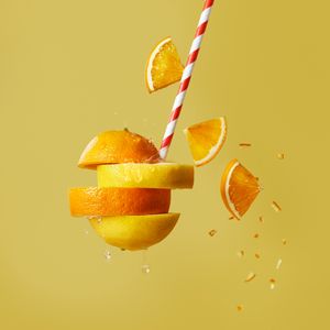 Preview wallpaper orange, lemon, fruit, slices, cocktail