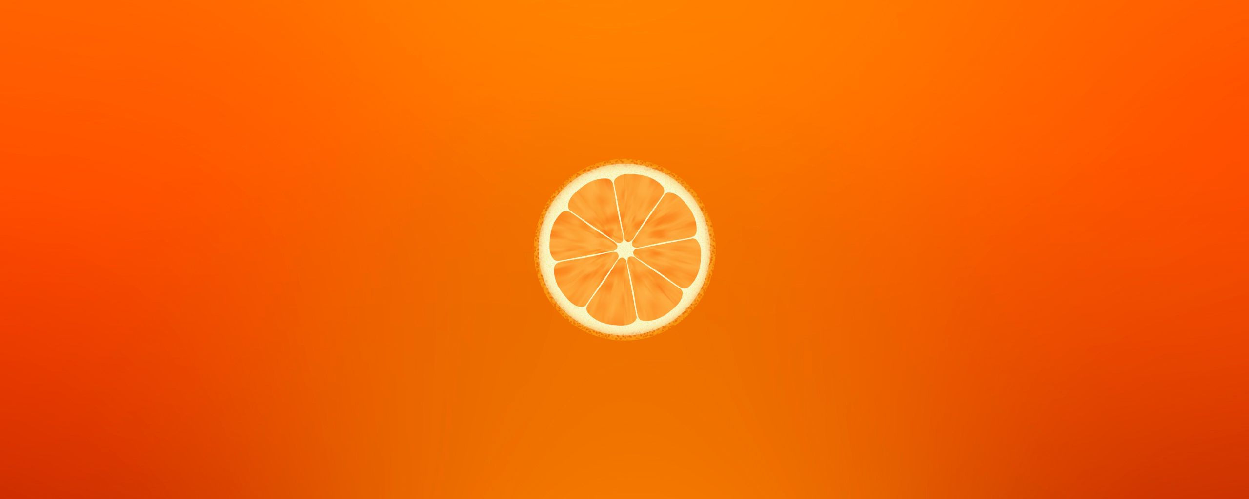 2560x1024 Wallpaper orange, minimalism, slice