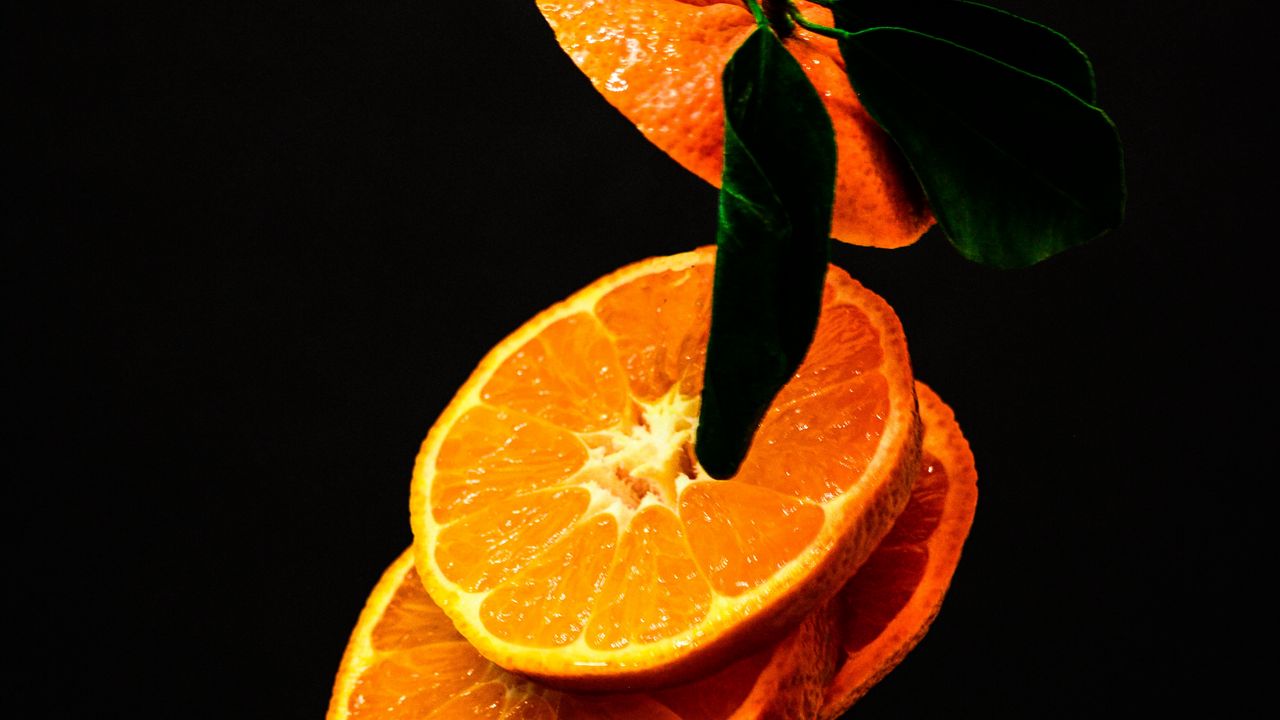 Wallpaper orange, slice, fruit, dark